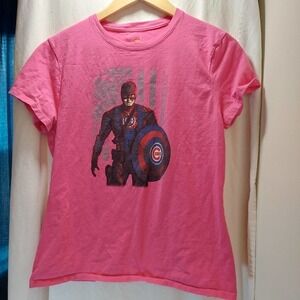 CAPTAIN America/Cubs Women's Tshirt, Pink, Size M